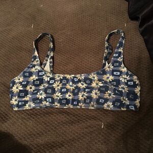 Blue with white flowers